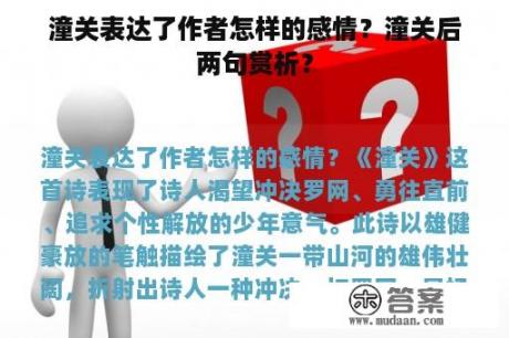 潼关表达了作者怎样的感情？潼关后两句赏析？