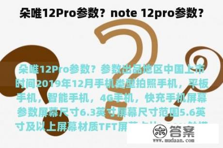 朵唯12Pro参数？note 12pro参数？