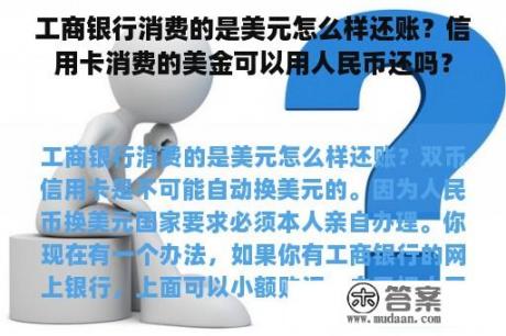 工商银行消费的是美元怎么样还账？信用卡消费的美金可以用人民币还吗？