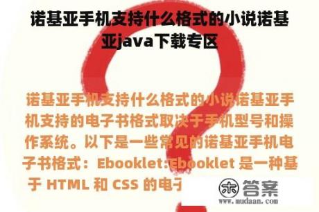 诺基亚手机支持什么格式的小说诺基亚java下载专区