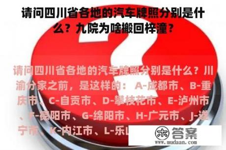 请问四川省各地的汽车牌照分别是什么？九院为啥搬回梓潼？