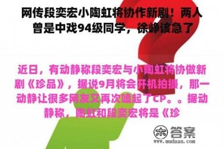 网传段奕宏小陶虹将协作新剧！两人曾是中戏94级同学，徐峥该急了