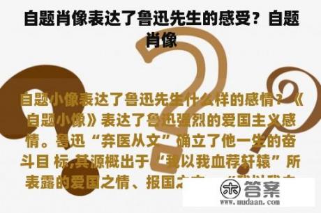 自题肖像表达了鲁迅先生的感受？自题肖像