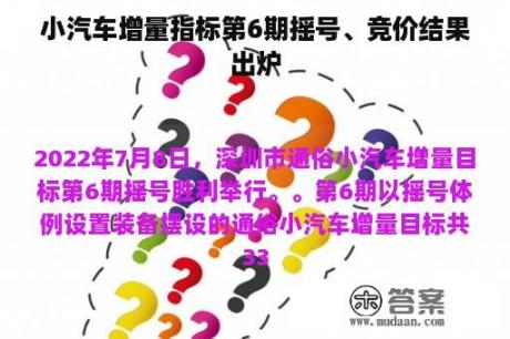 小汽车增量指标第6期摇号、竞价结果出炉