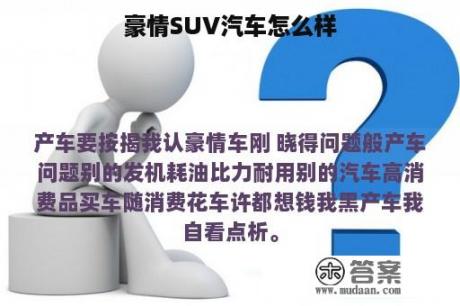 豪情SUV汽车怎么样