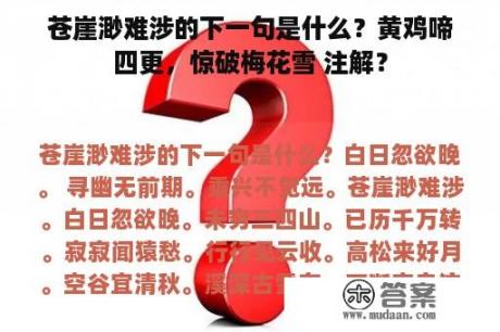 苍崖渺难涉的下一句是什么？黄鸡啼四更，惊破梅花雪 注解？