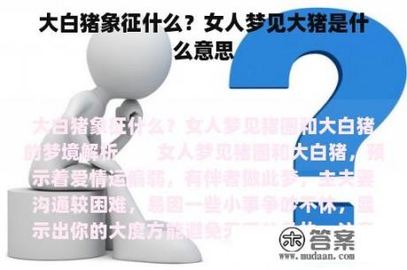 大白猪象征什么？女人梦见大猪是什么意思