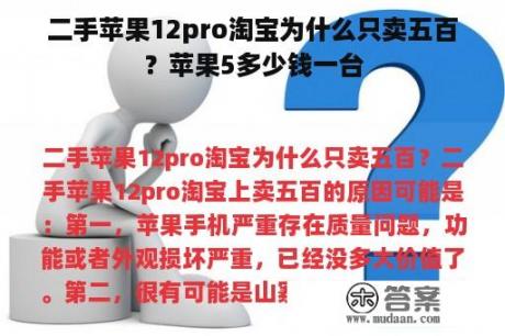 二手苹果12pro淘宝为什么只卖五百？苹果5多少钱一台