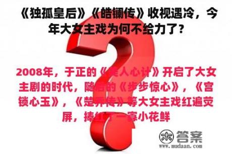 《独孤皇后》《皓镧传》收视遇冷，今年大女主戏为何不给力了？