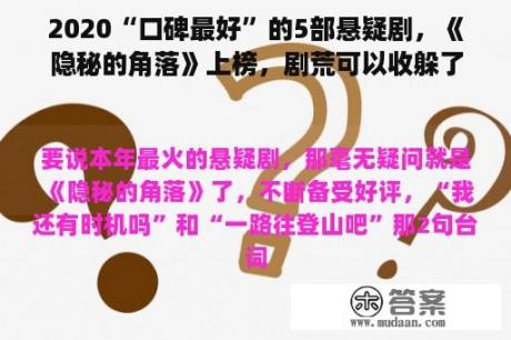 2020“口碑最好”的5部悬疑剧，《隐秘的角落》上榜，剧荒可以收躲了！