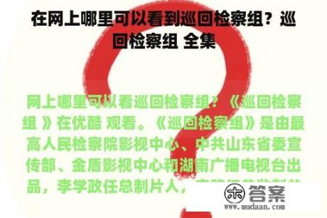 在网上哪里可以看到巡回检察组？巡回检察组 全集