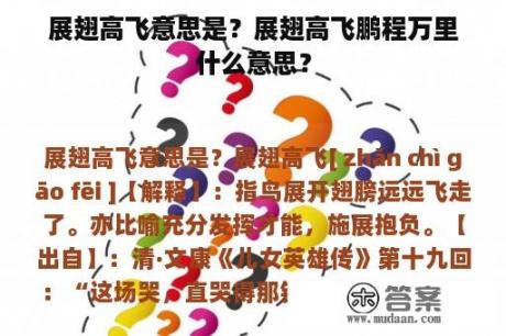 展翅高飞意思是？展翅高飞鹏程万里什么意思？