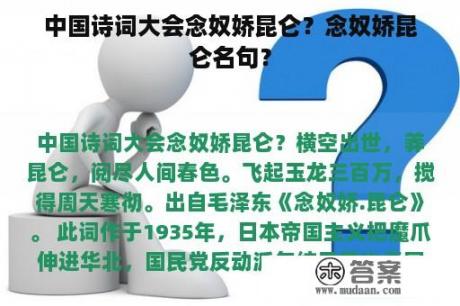 中国诗词大会念奴娇昆仑？念奴娇昆仑名句？