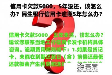 信用卡欠款5000，5年没还，该怎么办？民生银行信用卡逾期5年怎么办？