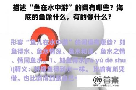 描述“鱼在水中游”的词有哪些？海底的鱼像什么，有的像什么？