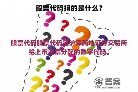 股票代码指的是什么？