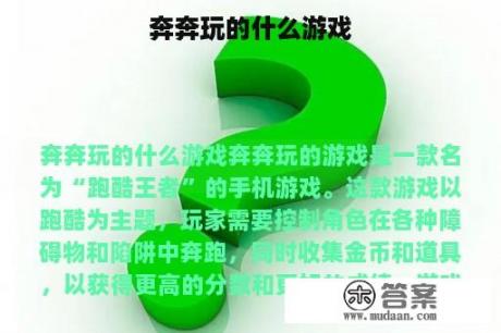 奔奔玩的什么游戏