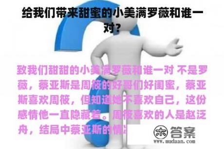 给我们带来甜蜜的小美满罗薇和谁一对？