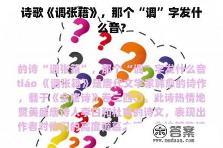 诗歌《调张籍》，那个“调”字发什么音？