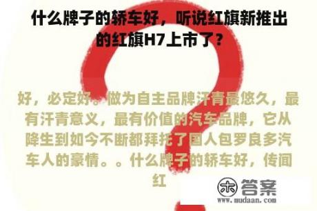 什么牌子的轿车好，听说红旗新推出的红旗H7上市了？