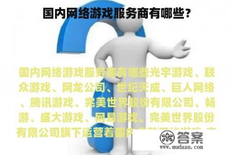 国内网络游戏服务商有哪些？