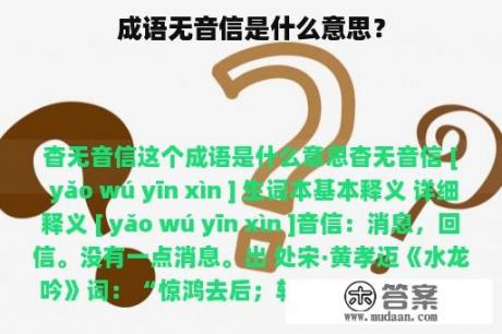 成语无音信是什么意思？