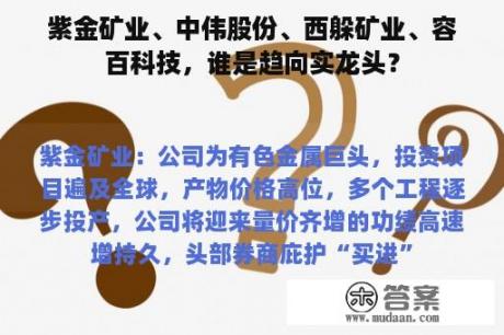 紫金矿业、中伟股份、西躲矿业、容百科技，谁是趋向实龙头？