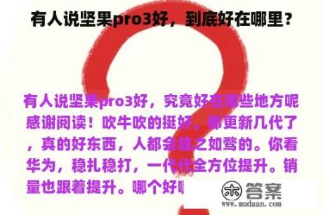 有人说坚果pro3好，到底好在哪里？