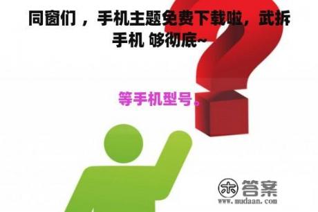 同窗们 ，手机主题免费下载啦，武拆手机 够彻底~