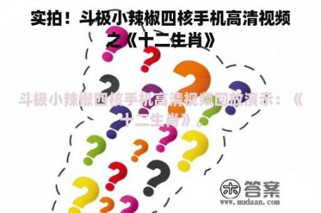 实拍！斗极小辣椒四核手机高清视频之《十二生肖》