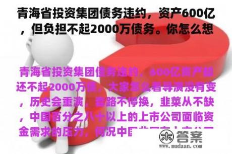 青海省投资集团债务违约，资产600亿，但负担不起2000万债务。你怎么想呢