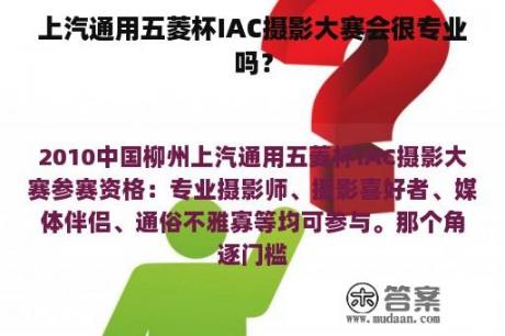 上汽通用五菱杯IAC摄影大赛会很专业吗？