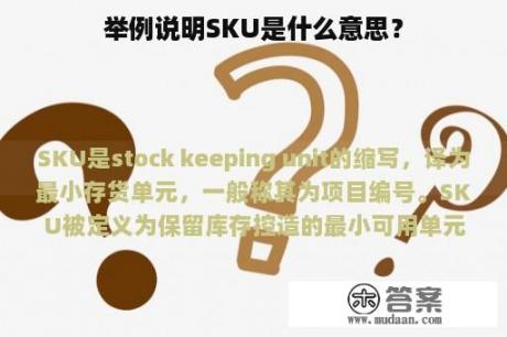 举例说明SKU是什么意思？