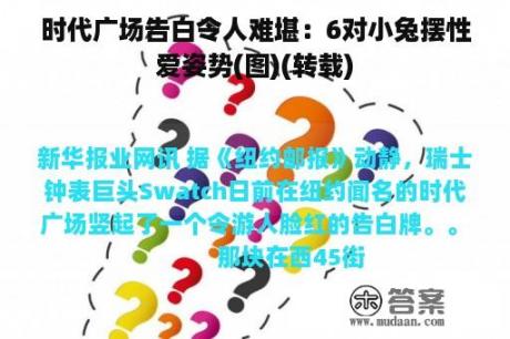 时代广场告白令人难堪：6对小兔摆性爱姿势(图)(转载)