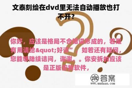 文泰刻绘在dvd里无法自动播放也打不开？