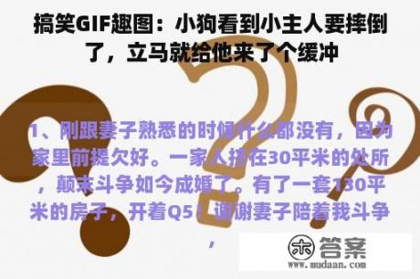 搞笑GIF趣图：小狗看到小主人要摔倒了，立马就给他来了个缓冲