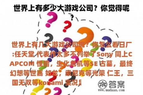 世界上有多少大游戏公司？你觉得呢？