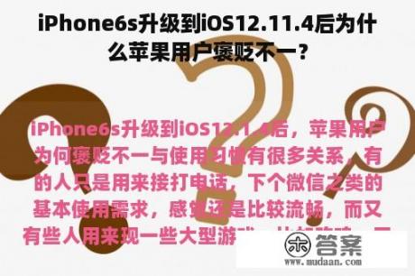 iPhone6s升级到iOS12.11.4后为什么苹果用户褒贬不一？