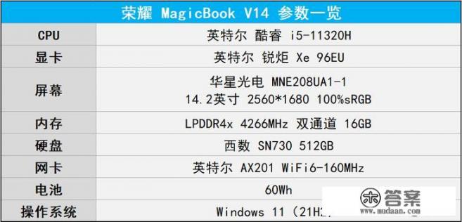 荣耀magicbook14参数