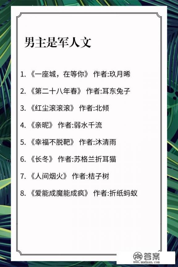 哪位好心人能推荐几本男主是军人或警察的言情小说？