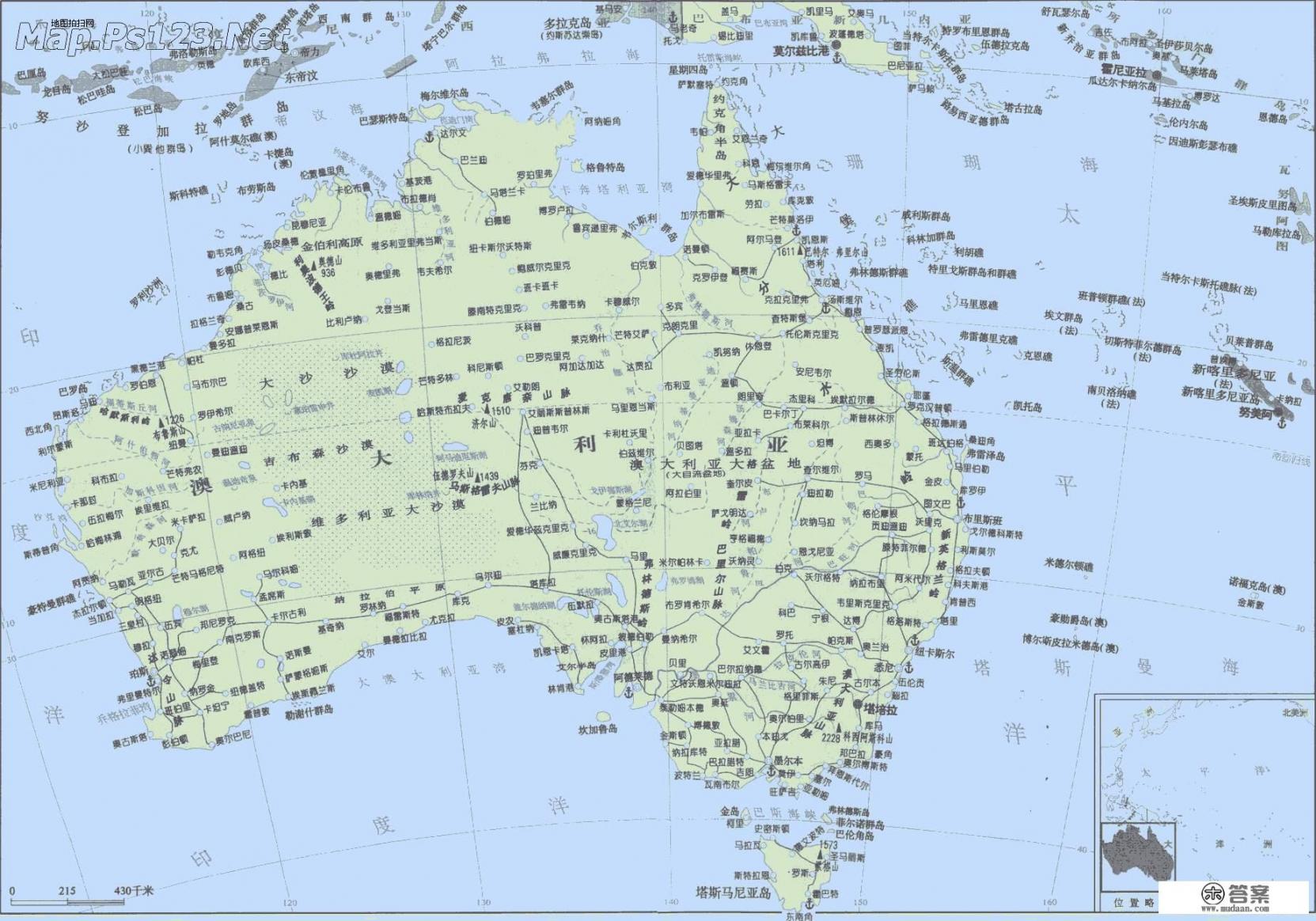 澳大利亚在地图的什么位置？