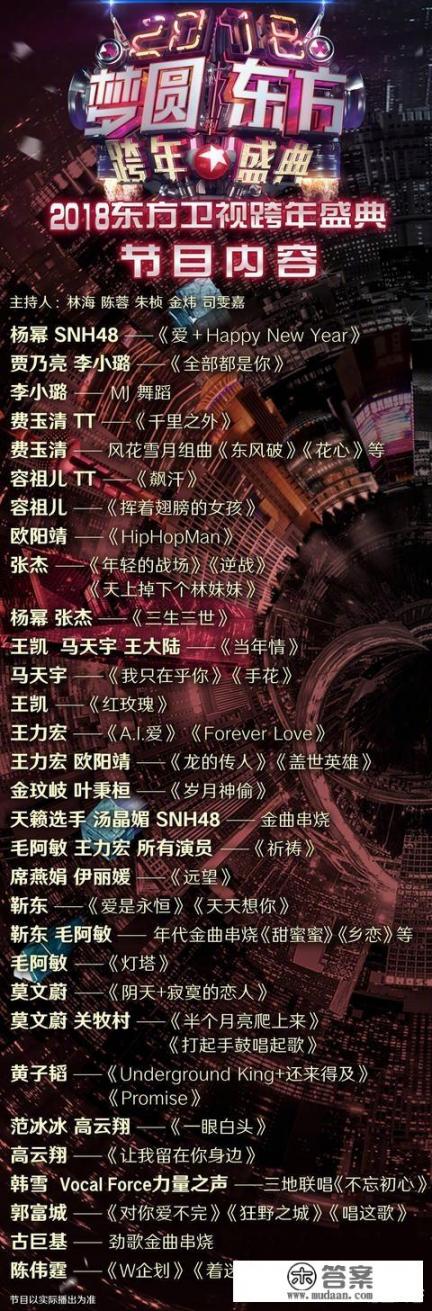 2018年元旦跨年演唱会一共有几家？