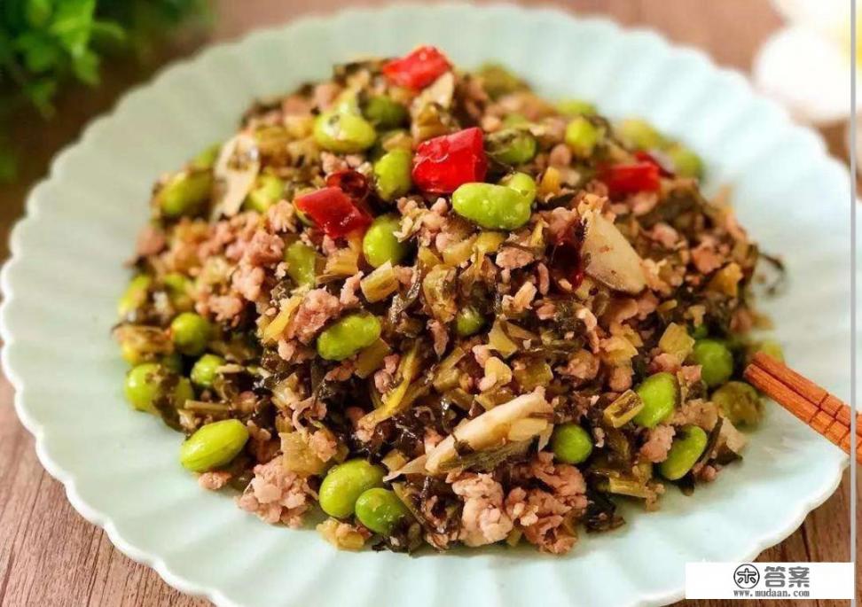 雪菜炒毛豆怎么做？