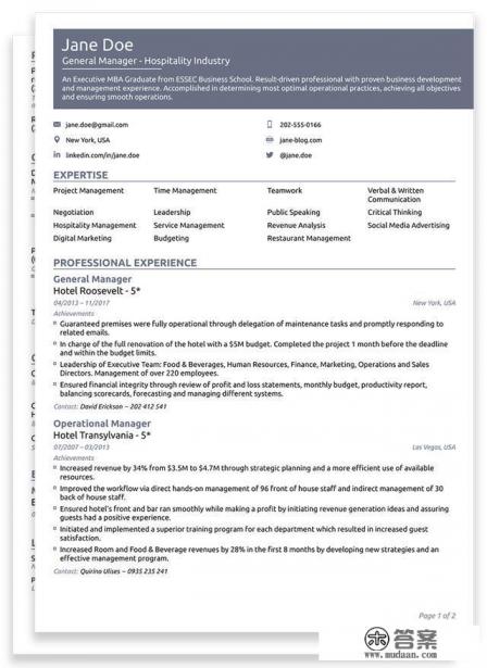 英语简历最好用什么字体